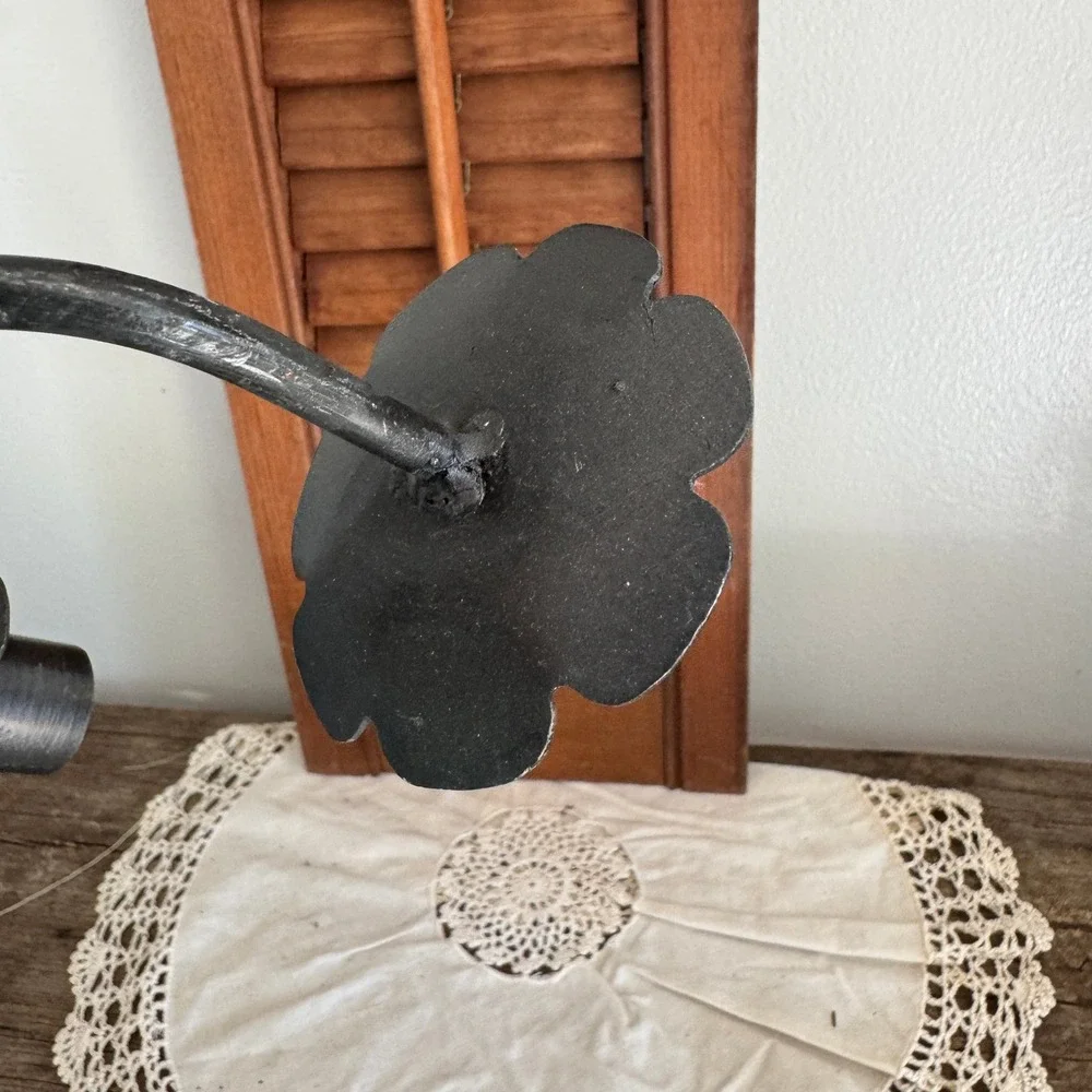 Double Tree Munch Candle Holder Wrought Iron Twisted Metal Primitive Farmhouse